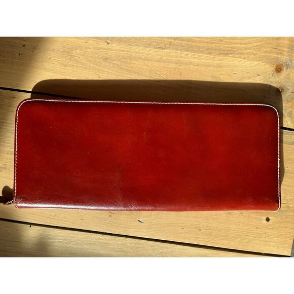 Vintage Men's Red Tone Leather Neck Tie Holder.Genuine Leather. Stitched. Travel - Picture 2 of 9